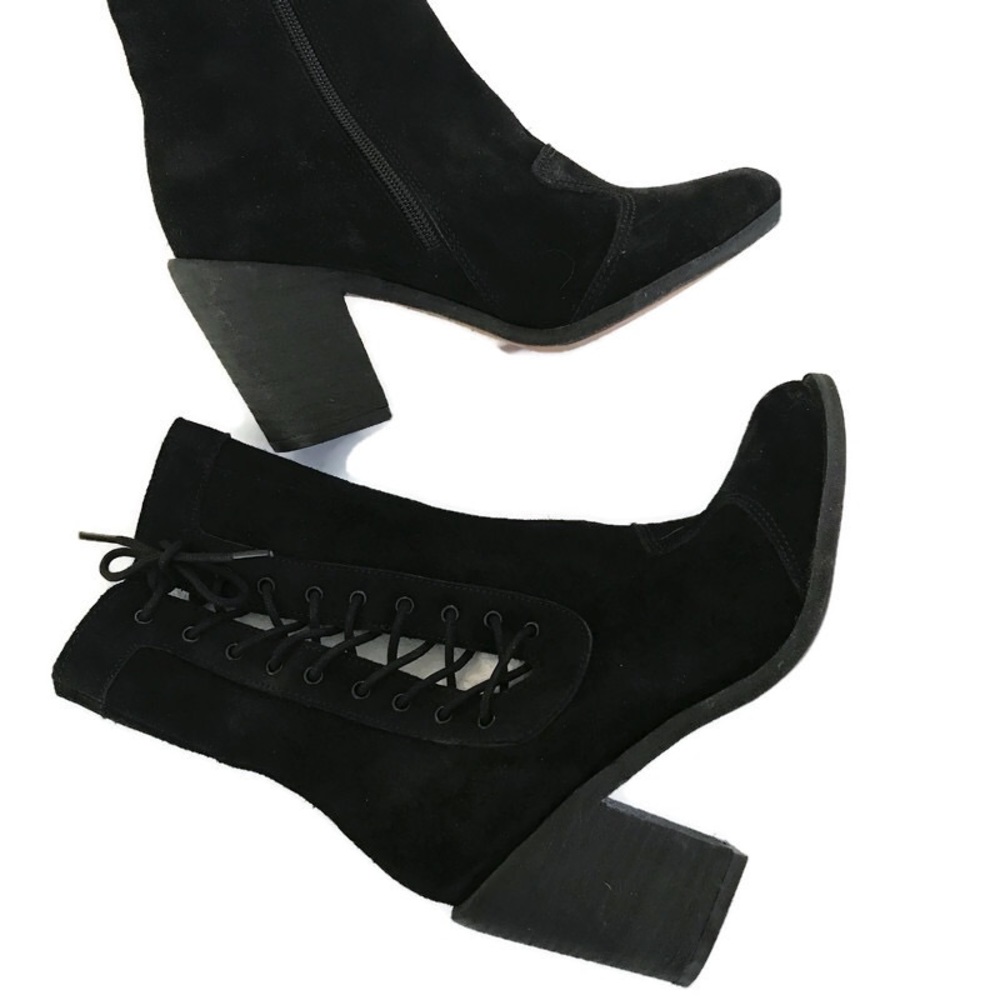 New Jeffrey Campbell side corset lace bootie suede